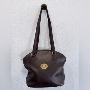 Burberry Vintage Leather Shoulder Bag – Gold Crest Medallion